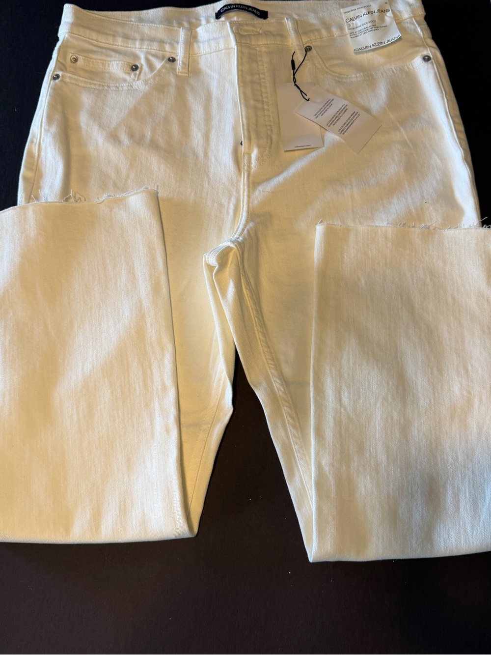 Calvin Klein White Raw-Hem Straight Jeans